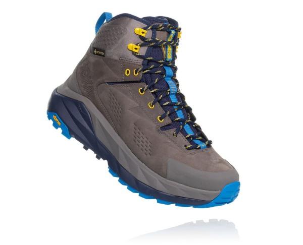 Hoka One One Kaha GORE-TEX Mens UK - Grey / Blue Hiking Boots - ANXVT2867